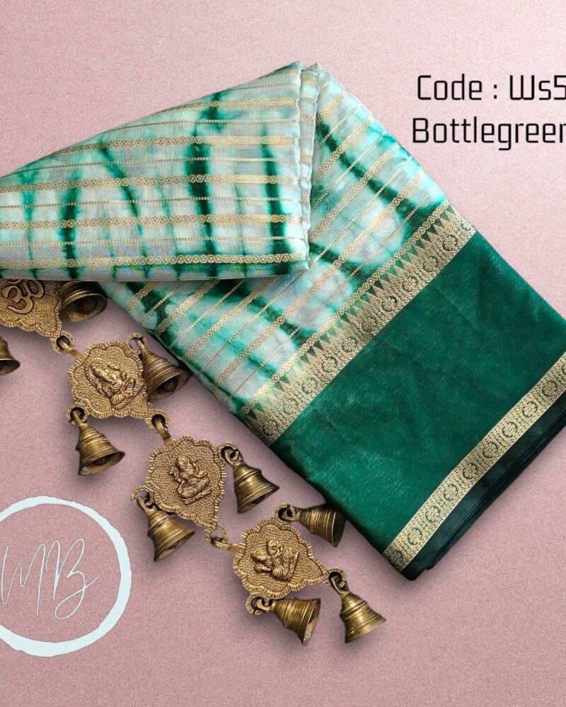 WS5 Bottlegreen – Shibori Warm Silk Saree