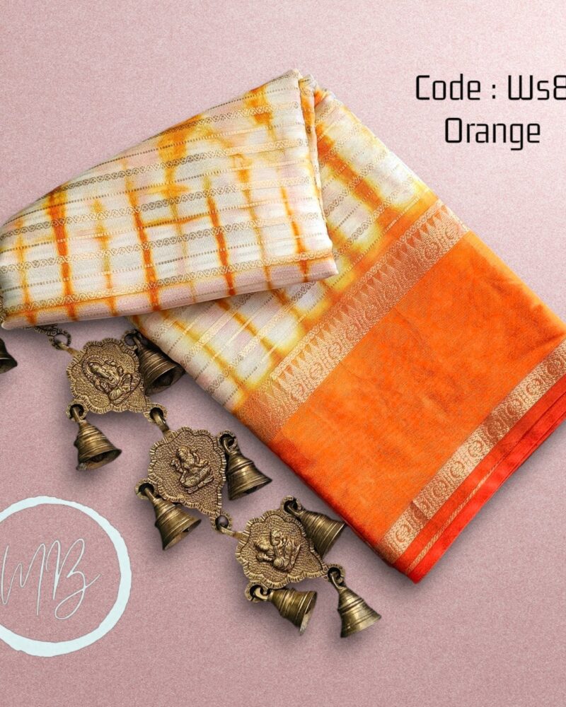 WS8 orange – Shibori Warm Silk Saree