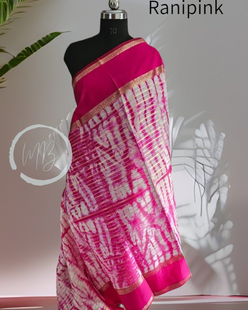 WS7 Rani Pink – Shibori Warm Silk Saree