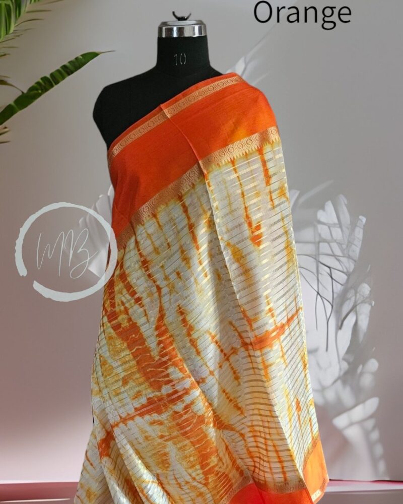 WS8 orange – Shibori Warm Silk Saree