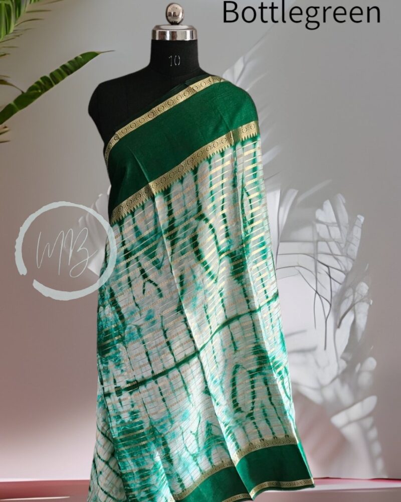 WS5 Bottlegreen – Shibori Warm Silk Saree