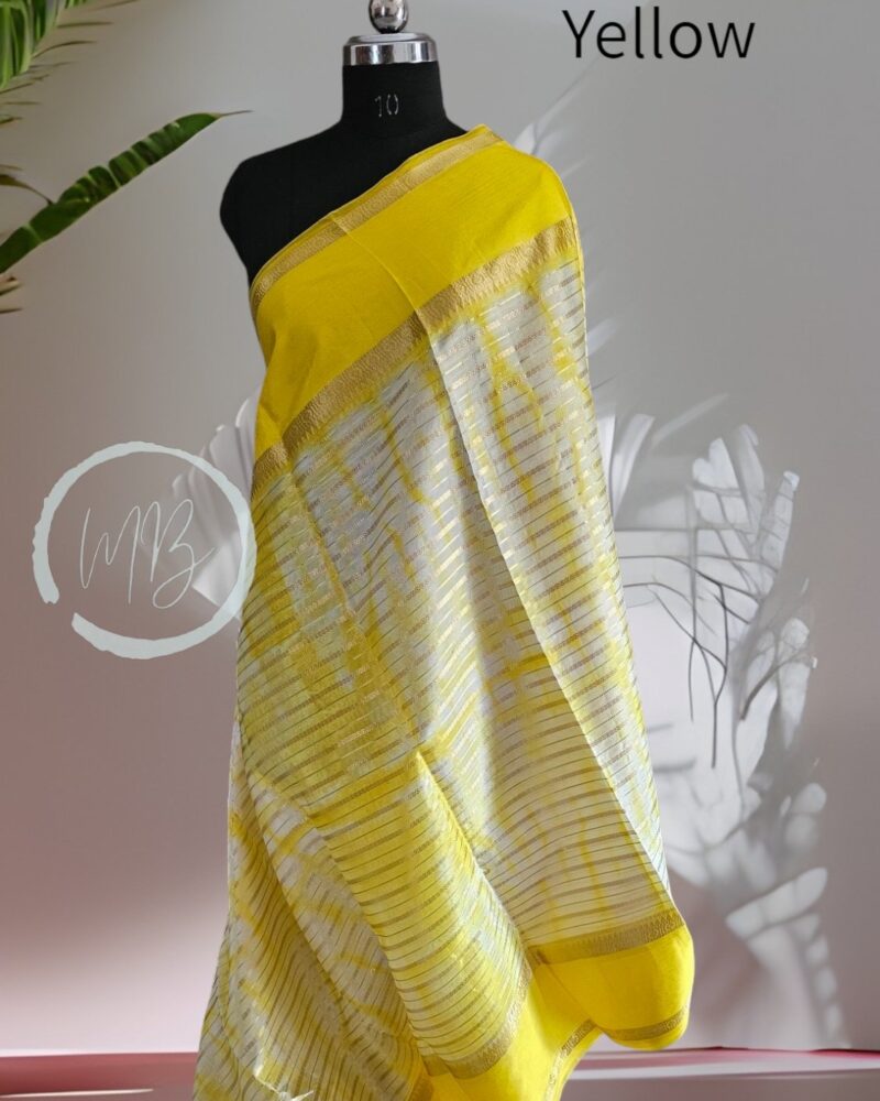 WS2 Yellow – Shibori Warm Silk Saree