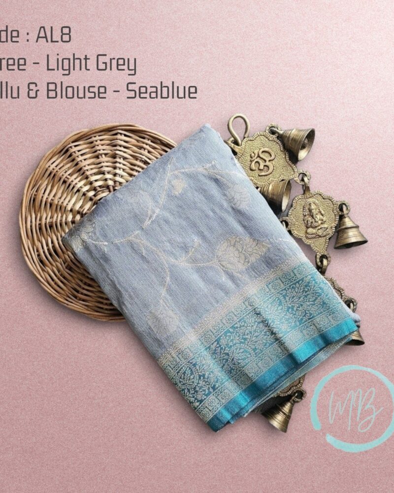 AL8 Light Grey – Antic Jute Linen Sarees