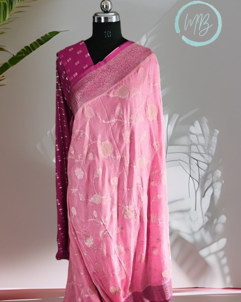 AL11 Baby Pink – Antic Jute Linen Sarees