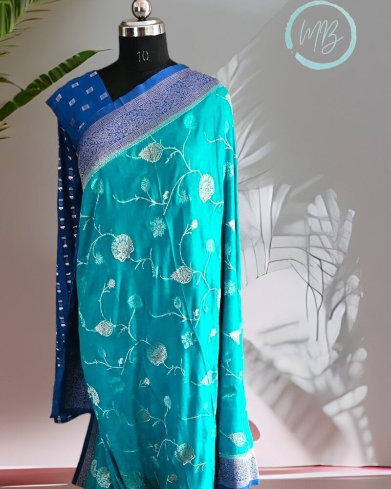 AL13 Sea Blue – Antic Jute Linen Sarees