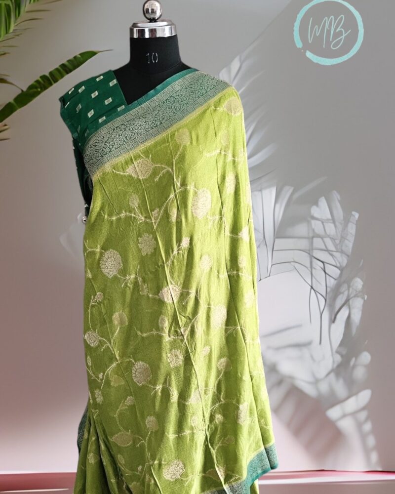 AL6 Mehandi Green – Antic Jute Linen Sarees