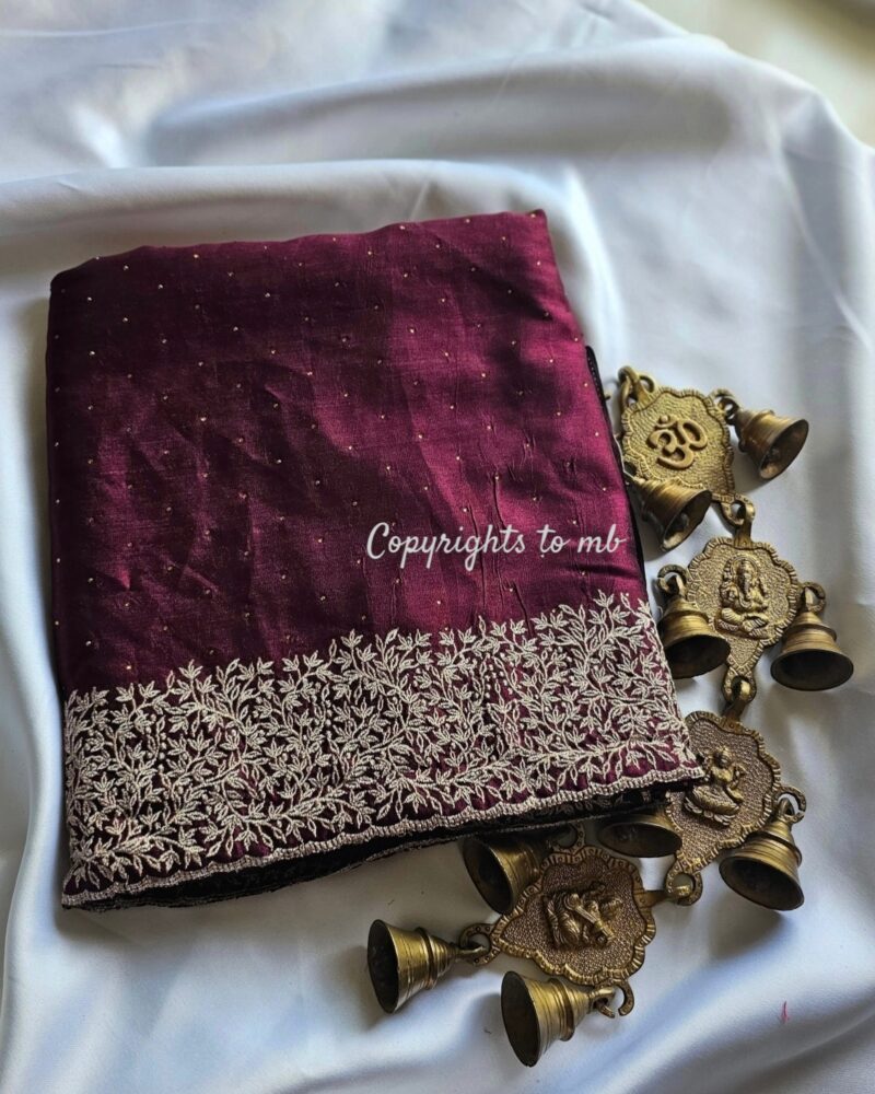 VS9 Wine Maroon – Vichitra Silk Sarees