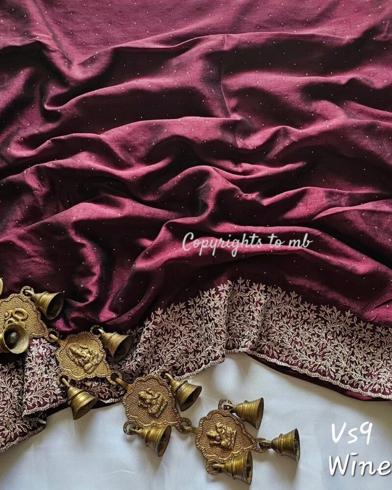 VS9 Wine Maroon – Vichitra Silk Sarees