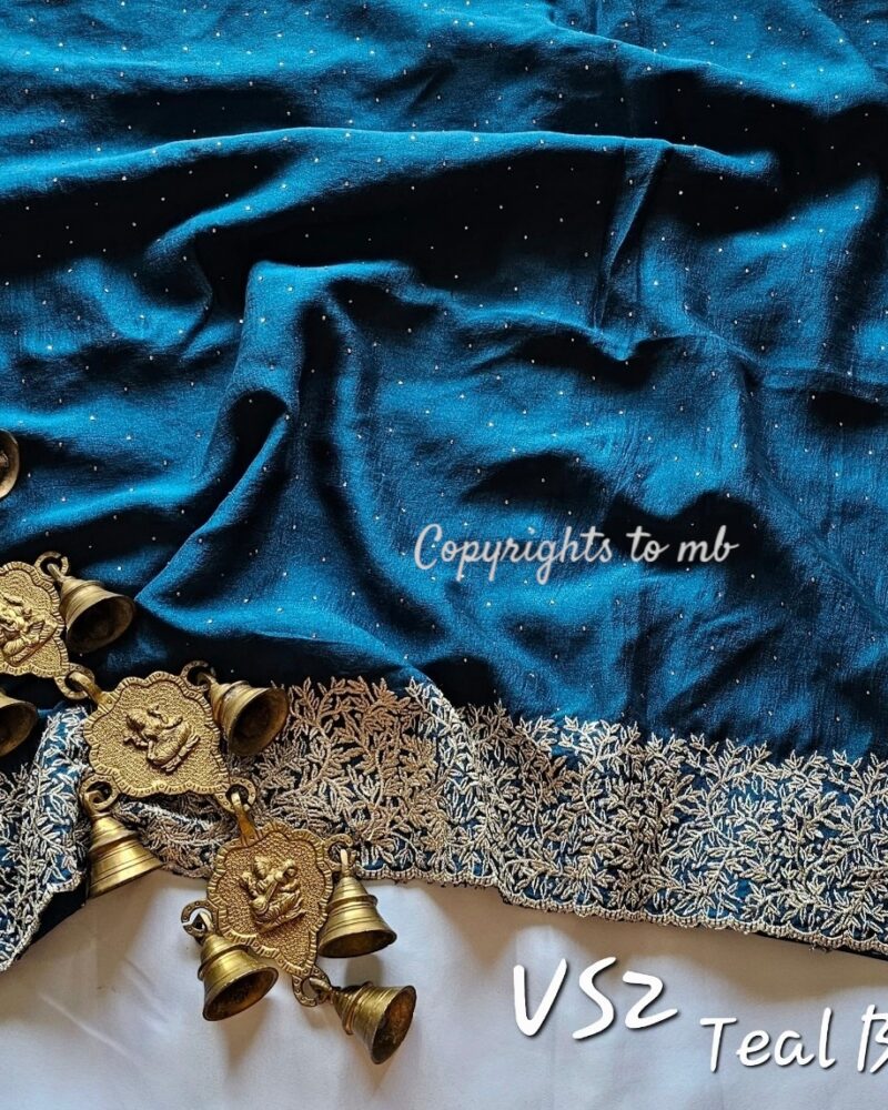 VS2 Teal Blue – Vichitra Silk Sarees