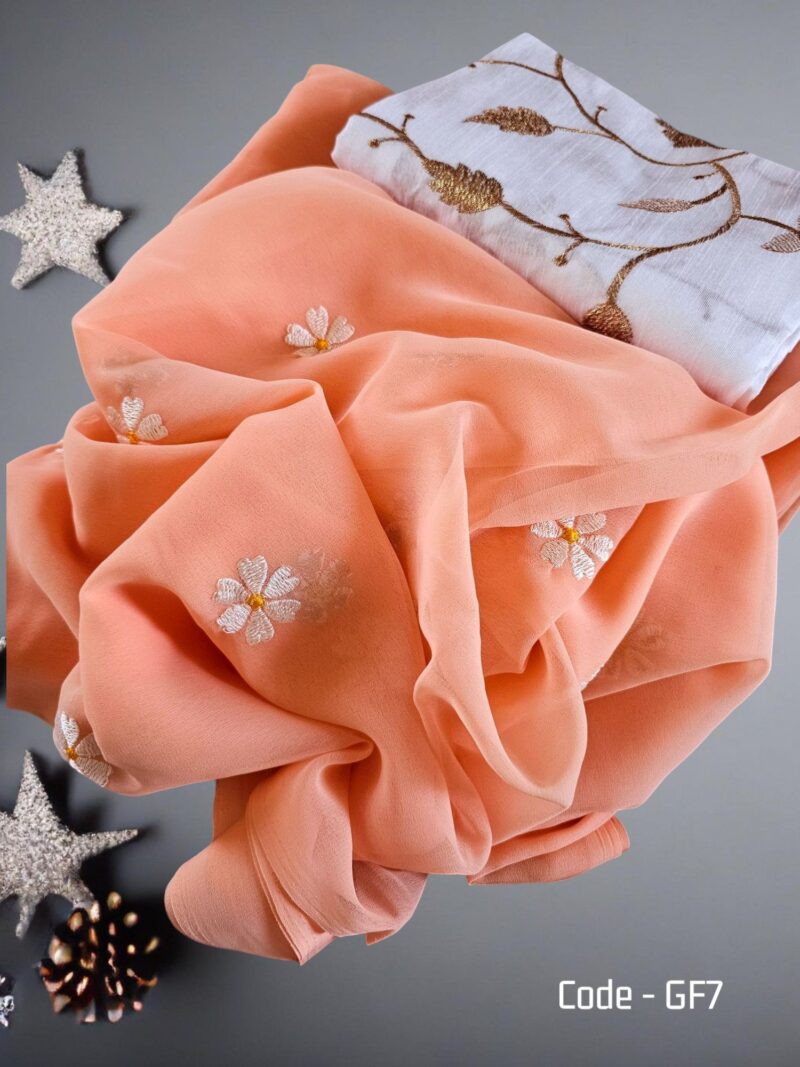 Georgette saree with embroidery and tassels