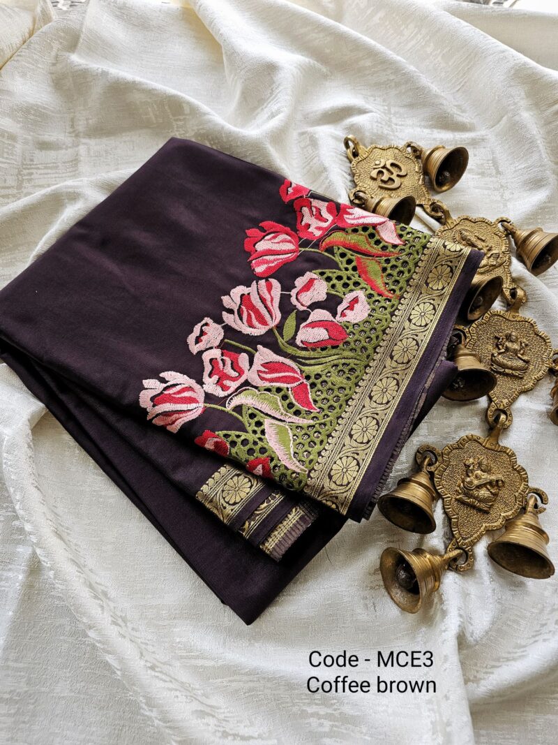 MCE3 - Mysore Crepe Embroidery Saree