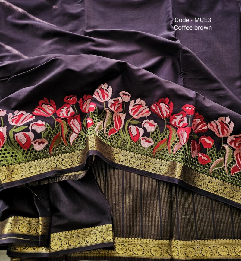 MCE3 - Mysore Crepe Embroidery Saree - Image 2