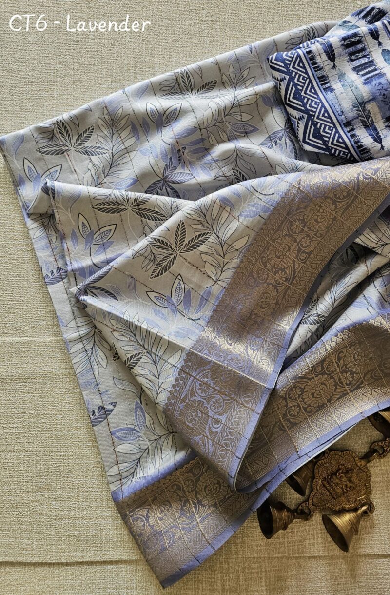 CT6 - Crepe Printed Linen Sarees
