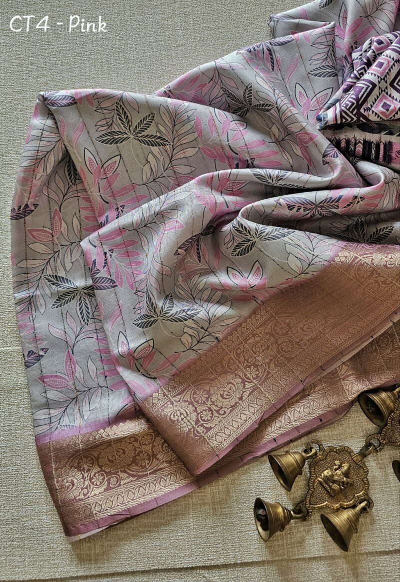CT4 - Crepe Printed Linen Sarees