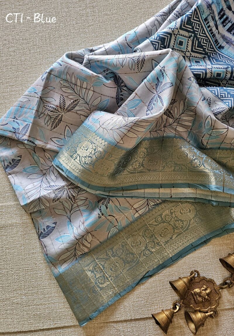 CT1 - Crepe Printed Linen Sarees