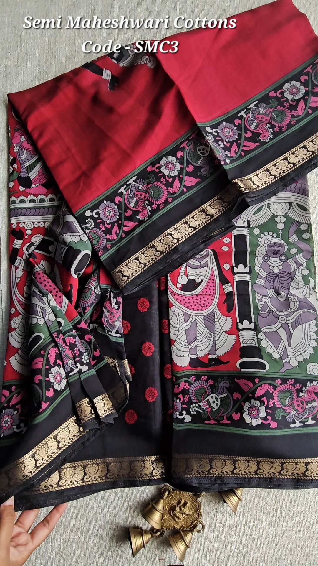 Semi Maheshwari Cotton Saree