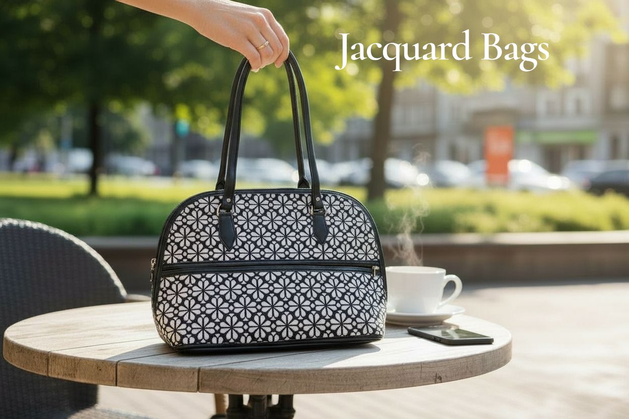 Premium Jacquard Black White Handbag