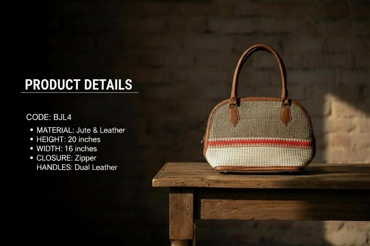Premium Jute Handbags with Leather Handles