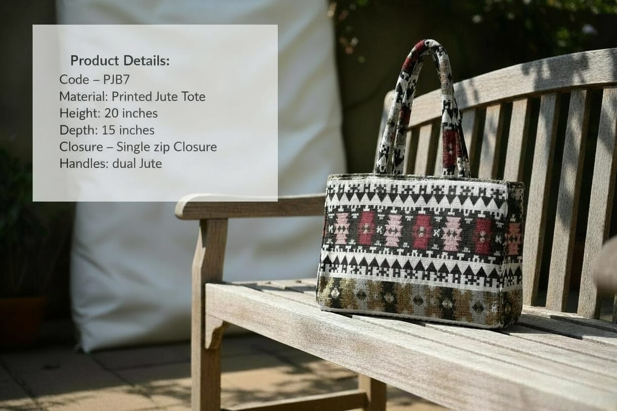 Printed Jute Tote Bag